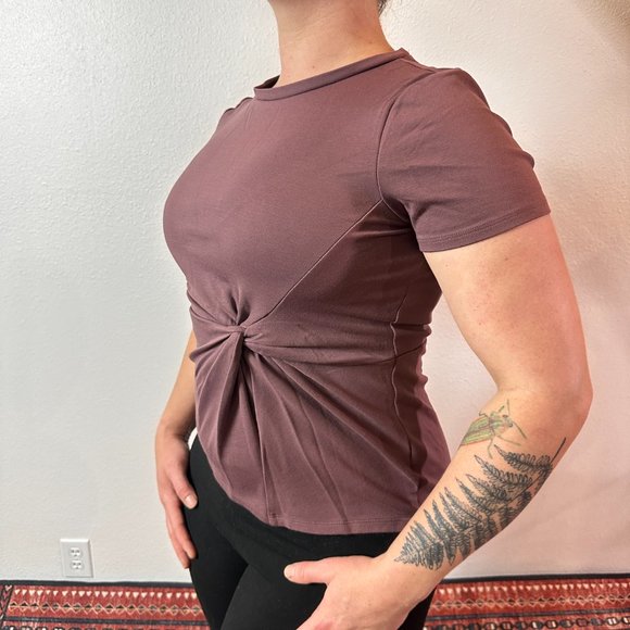 Express Purple Twist Knot Crewneck T-Shirt Mauve Size Medium - Picture 3 of 7